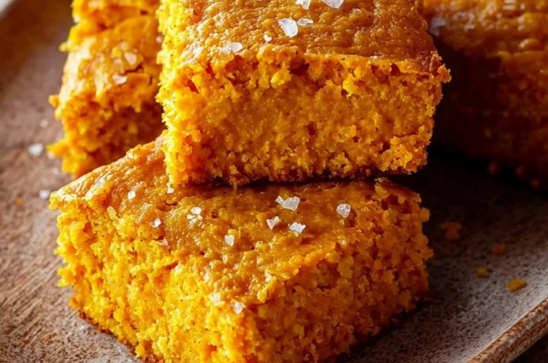 Delicious slice of sweet potato cornbread served on a plate