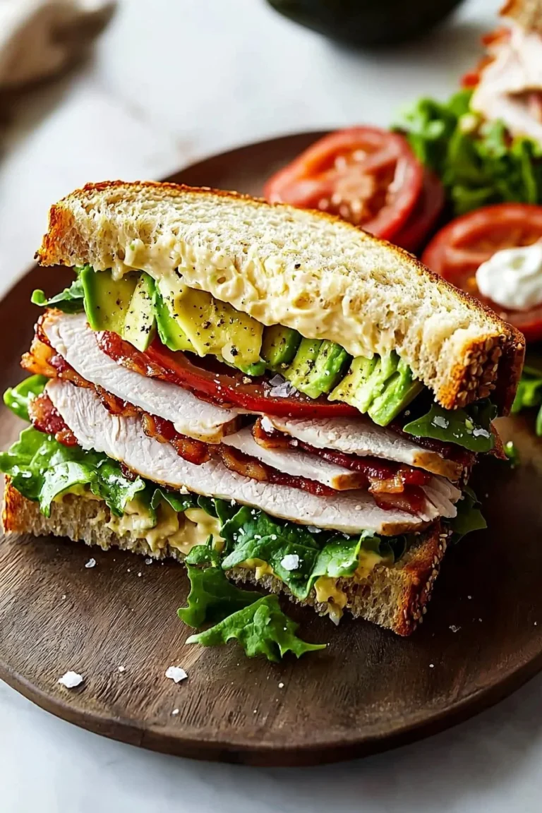 Turkey Avocado Club Sandwich with fresh ingredients and layers of flavor