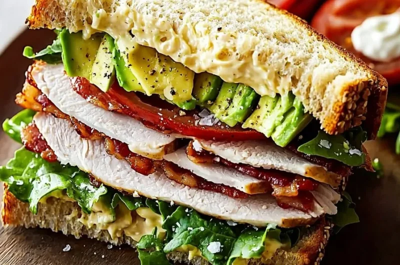 Turkey Avocado Club Sandwich with fresh ingredients and layers of flavor