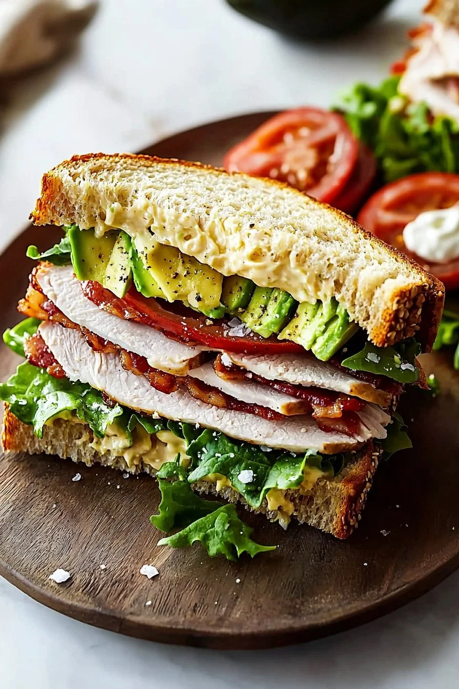 Turkey Avocado Club Sandwich with fresh ingredients and layers of flavor