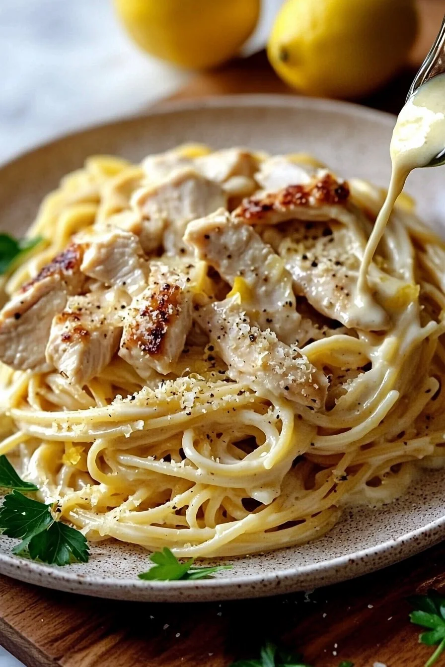 Chicken Pasta with Lemon Garlic Sauce