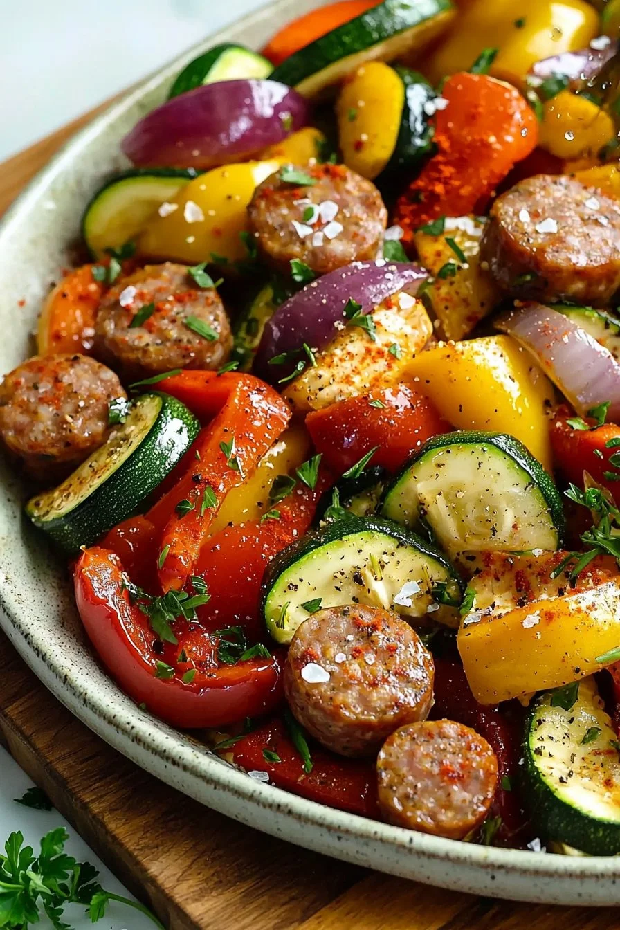 Easy Chicken Sausage and Veggies Sheet Pan Recipe