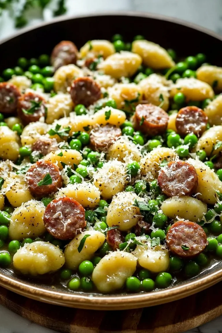 Easy one-pan gnocchi with peas and sausage recipe