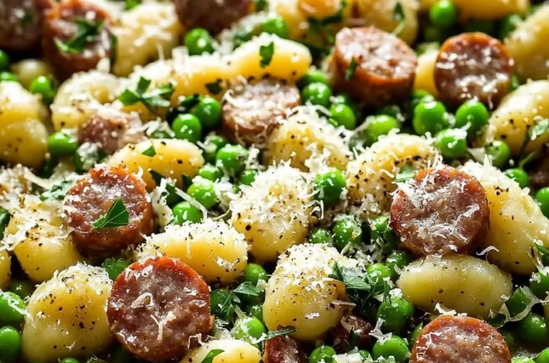 Easy one-pan gnocchi with peas and sausage recipe