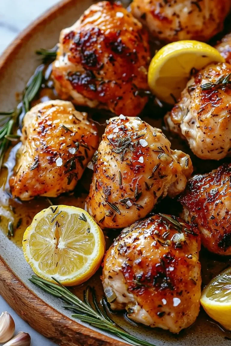 Delicious Lemon Garlic Rosemary Chicken served on a plate