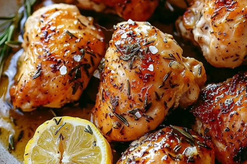 Delicious Lemon Garlic Rosemary Chicken served on a plate