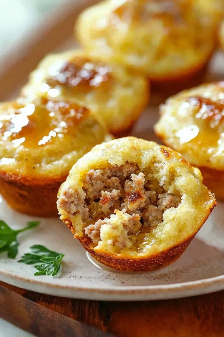 Delicious easy sausage pancake muffins on a plate, perfect for breakfast.