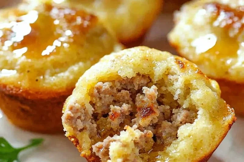 Delicious easy sausage pancake muffins on a plate, perfect for breakfast.