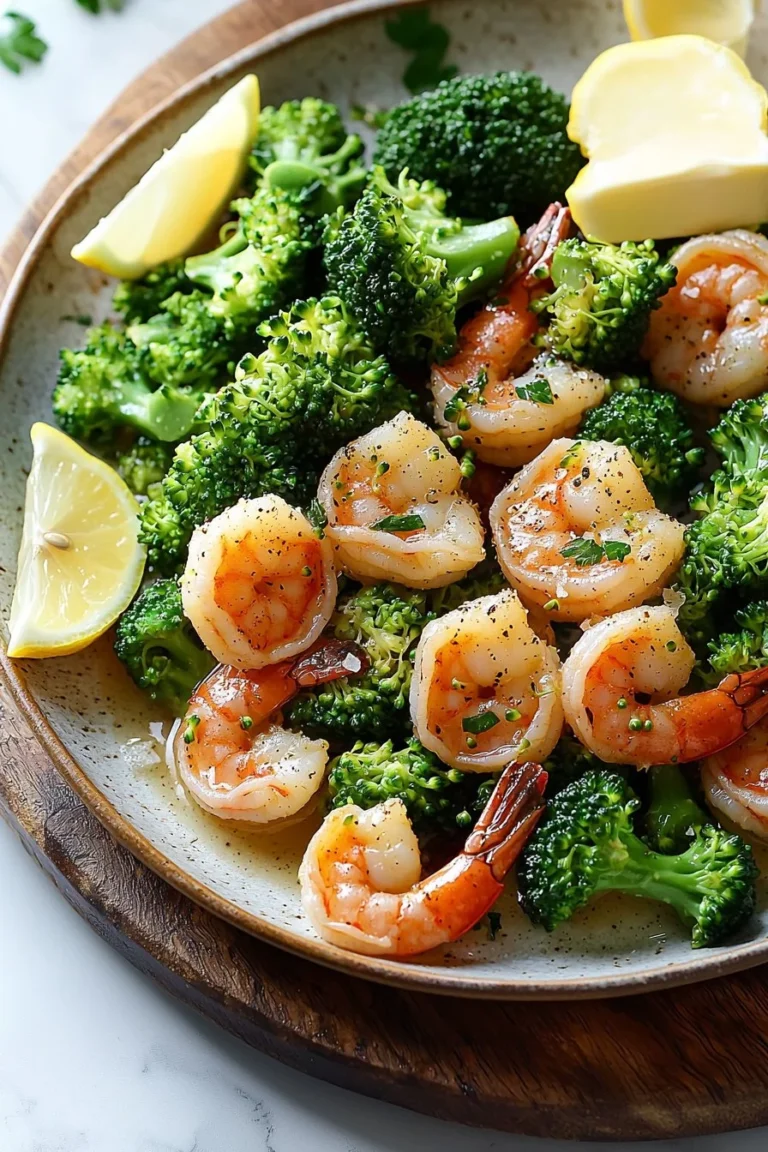 Healthy one-pan garlic butter shrimp with broccoli