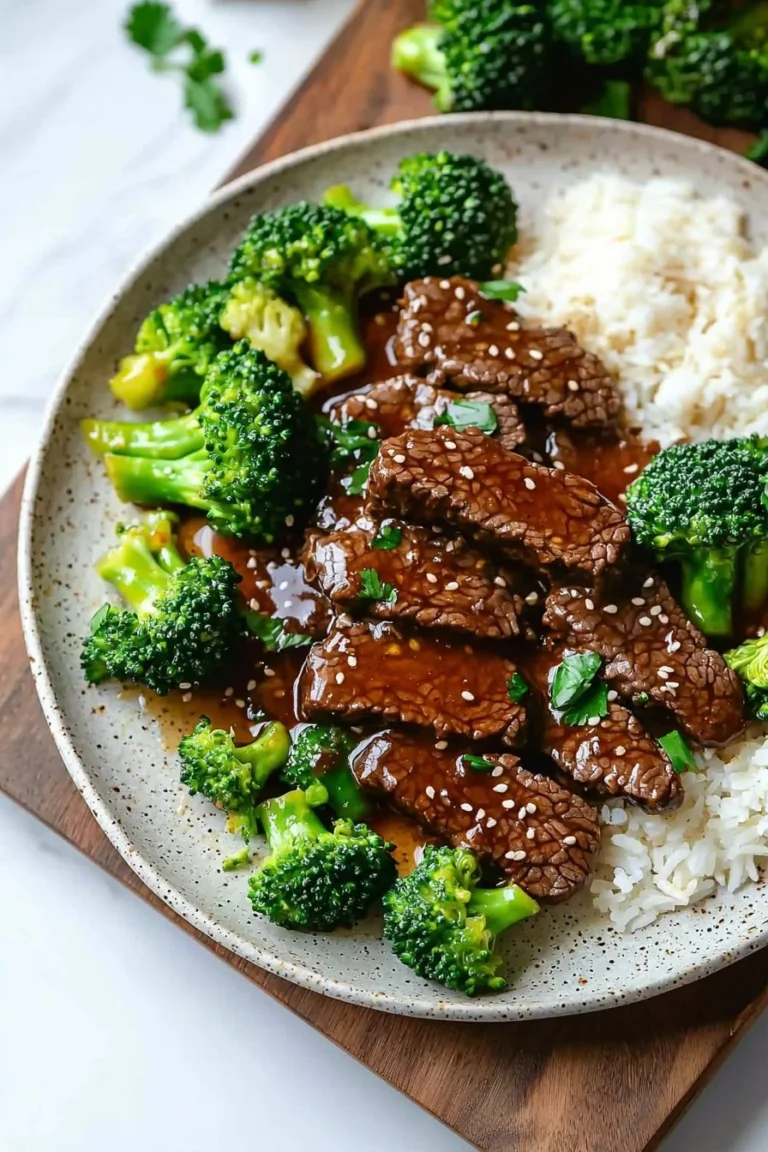 Instant Pot Beef and Broccoli with Honey Garlic Sauce served in a bowl