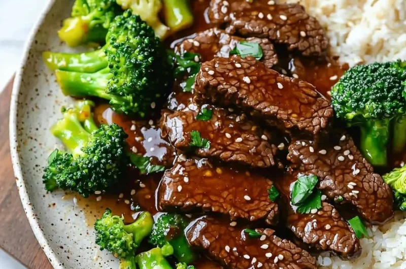 Instant Pot Beef and Broccoli with Honey Garlic Sauce served in a bowl