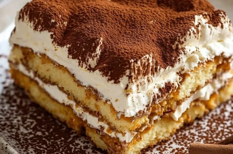 Delicious pumpkin spice tiramisu dessert garnished with cinnamon and cocoa powder