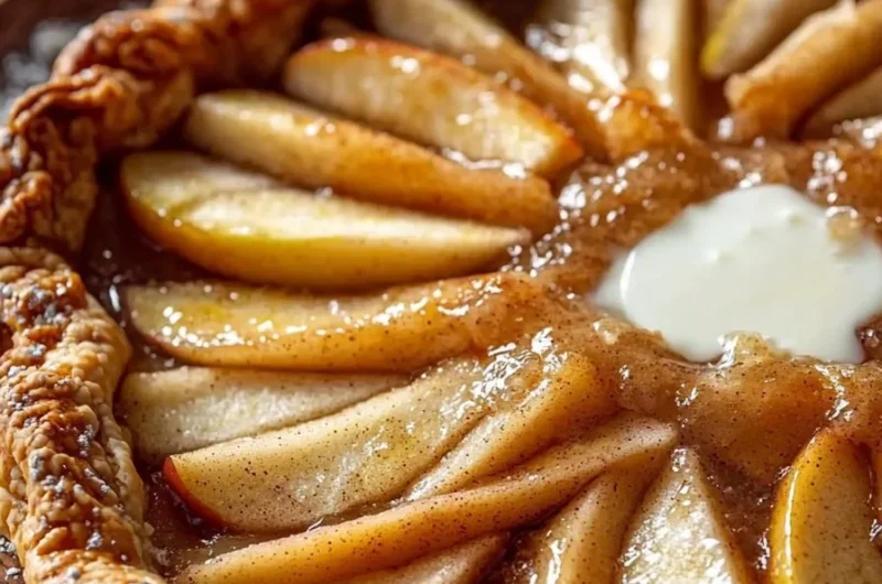 Rustic Honeycrisp Apple Galette with sliced apples and a flaky crust