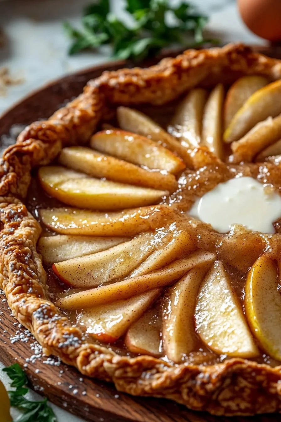 Rustic Honeycrisp Apple Galette with sliced apples and a flaky crust