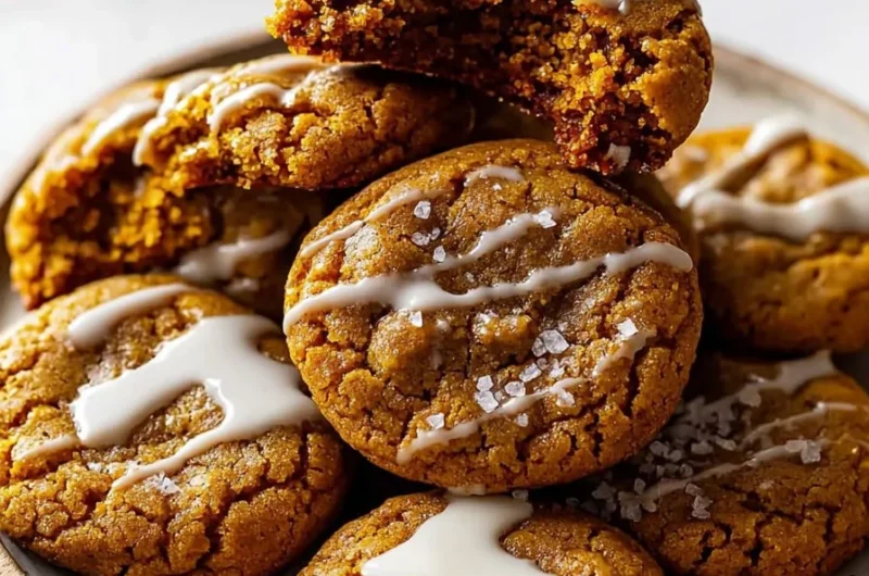 Soft chai spiced pumpkin cookies with warm spices and pumpkin flavor