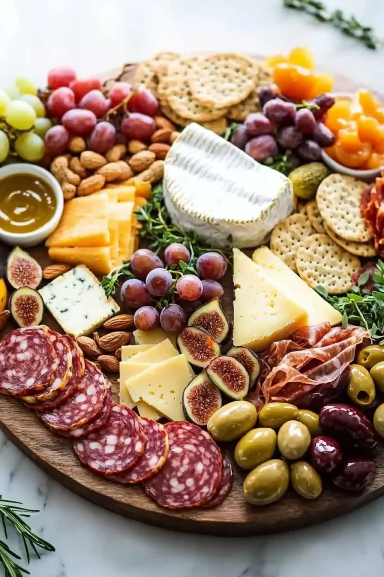 An elegant charcuterie board with meats, cheeses, and fresh fruits for a perfect gathering.