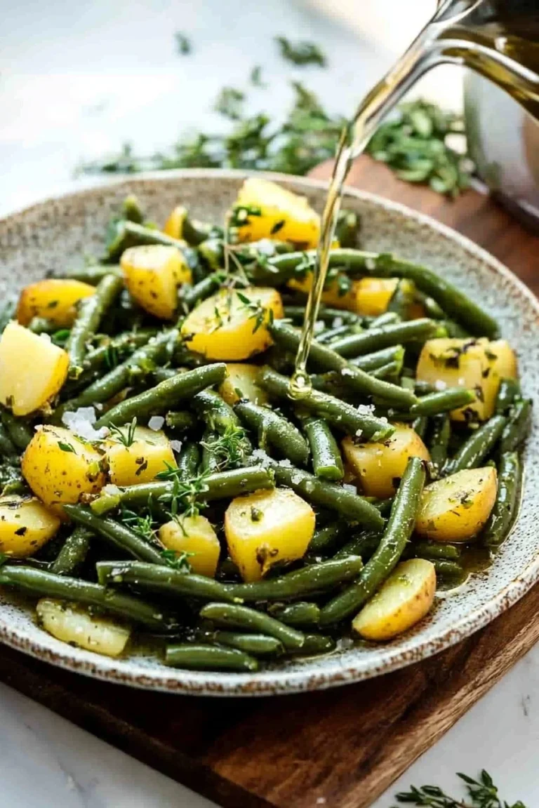 Easy Instant Pot green beans with potatoes in a serving bowl