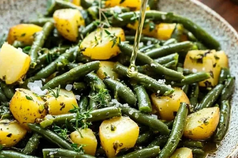 Easy Instant Pot green beans with potatoes in a serving bowl