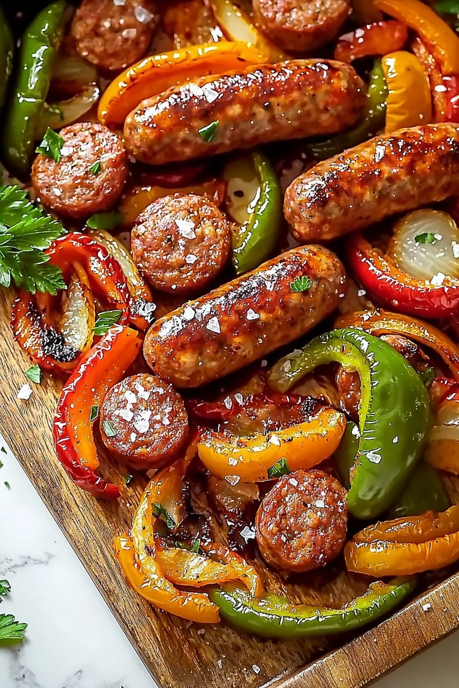 Sheet Pan Sausage Peppers and Onions