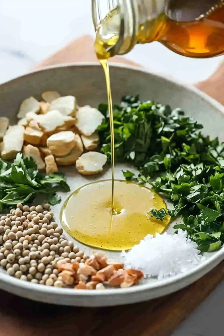 Bowl of the best spring Dijon dressing with fresh ingredients.