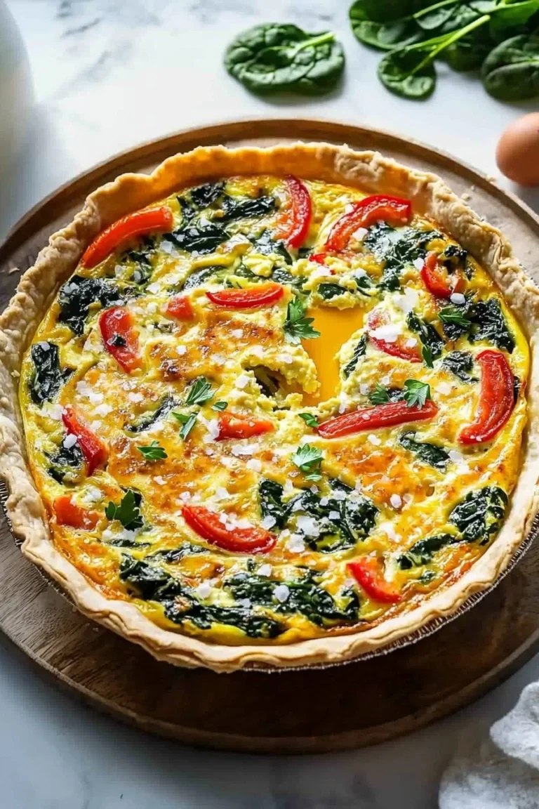 Viral tortilla quiche fresh out of the oven, garnished with herbs.