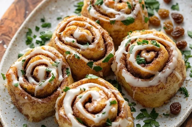 Delicious and healthy easy protein cinnamon rolls on a plate