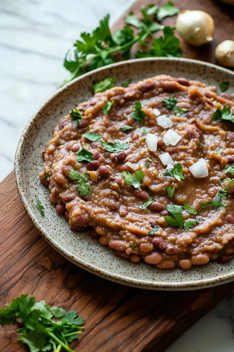 Bowl of easy homemade refried beans served with tortillas