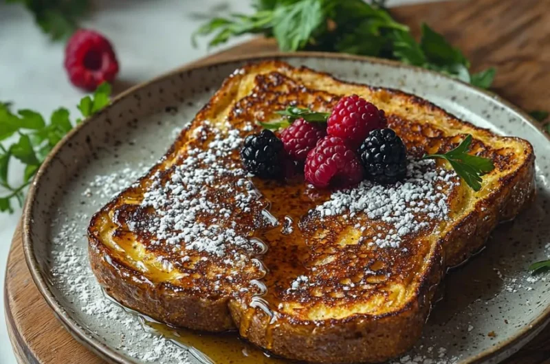 Delicious and nutritious high-protein French toast served with fresh fruits