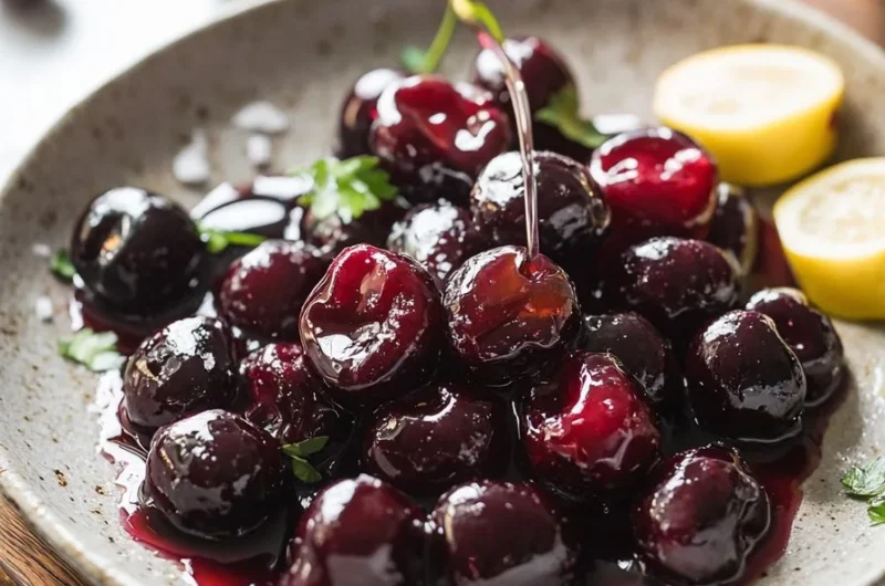 Delicious homemade sweet cherry compote served in a bowl
