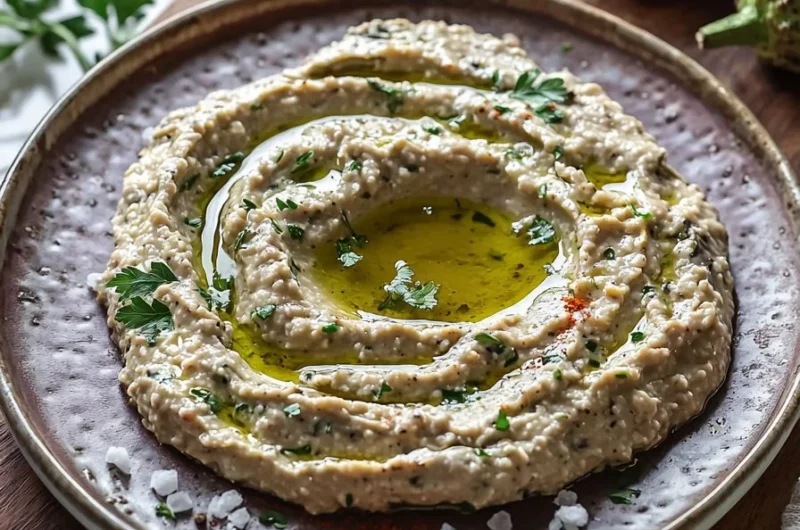 Baba Ganoush without tahini served in a bowl with pita bread