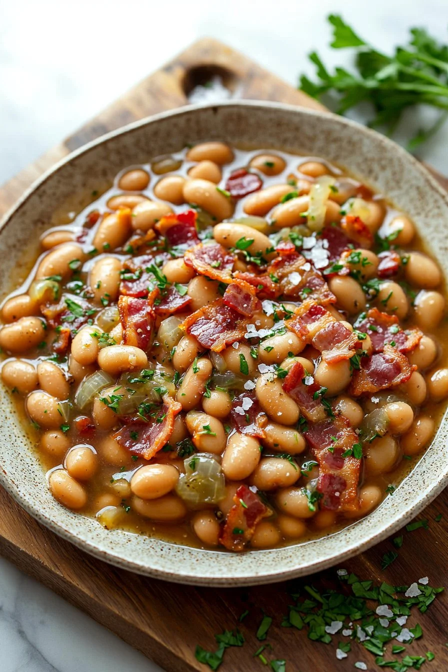 Delicious Marry Me Butter Beans served in a bowl with garnish