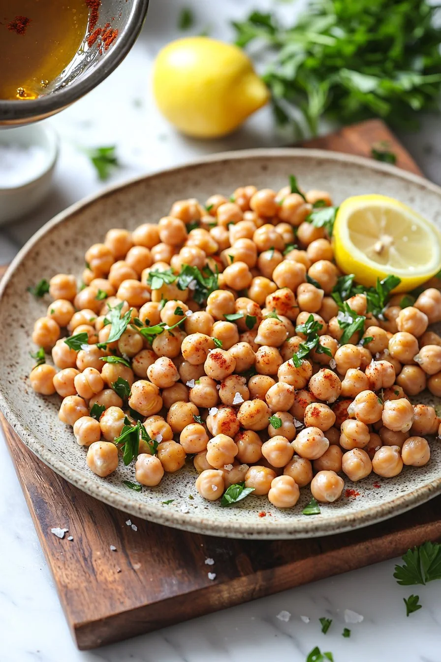 Delicious Marry Me Chickpeas served in a bowl garnished with herbs