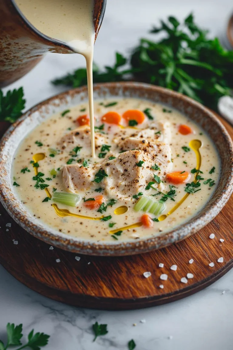 Bowl of rich creamy Marry Me Chicken Soup garnished with herbs