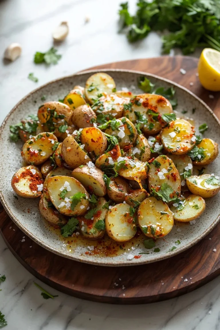 Delicious spicy Lebanese potatoes served in a bowl