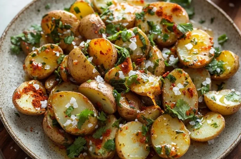 Delicious spicy Lebanese potatoes served in a bowl