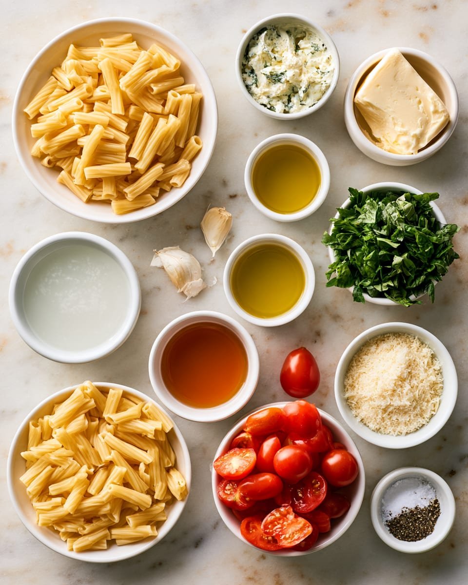 Ingredients for Boursin Pasta with Creamy Garlic Sauce