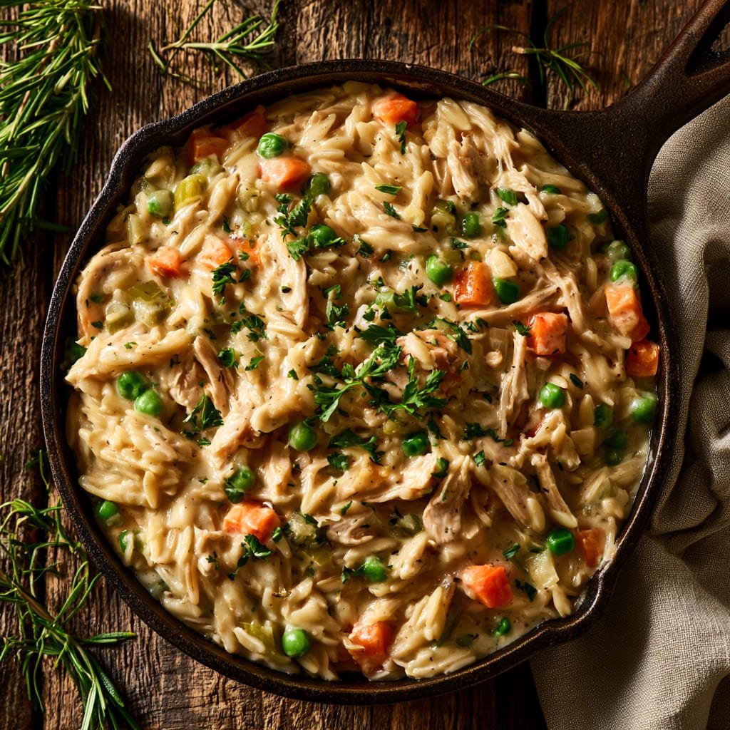 Chicken Pot Pie Orzo: The Easy Fall Dinner Everyone Craves