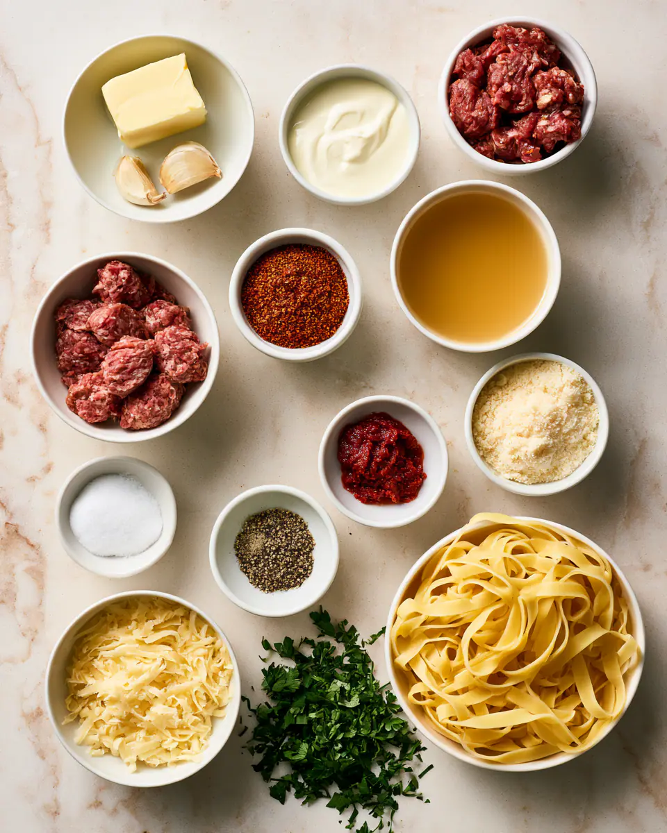 Ingredients for Creamy Cajun Alfredo Pasta Sauce | Spicy Weeknight Dinner