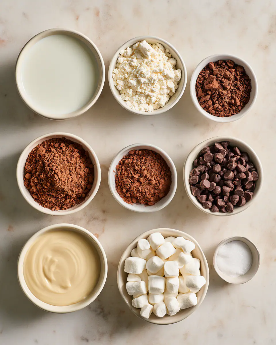 Ingredients for Creamy Crockpot Hot Chocolate | Cozy Family Treat