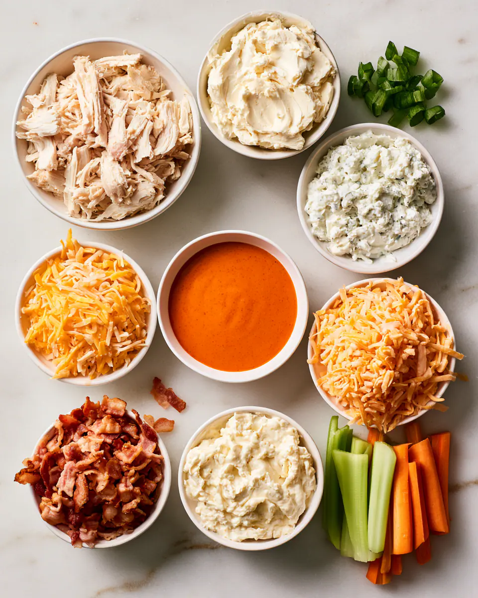 Ingredients for Easy Buffalo Chicken Dip | Watch Party Ideas