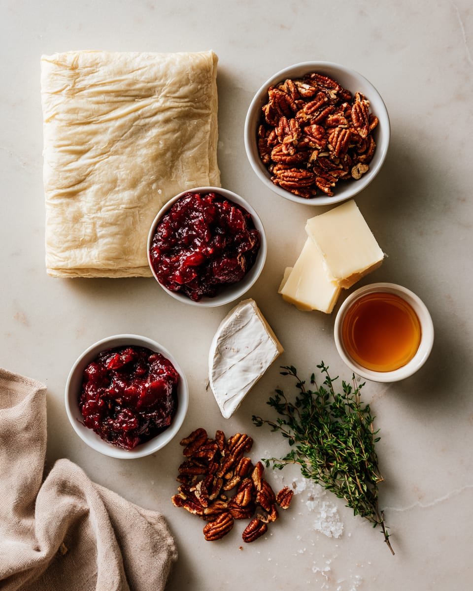Ingredients for Easy Cranberry Brie Bites | Thanksgiving Appetizers
