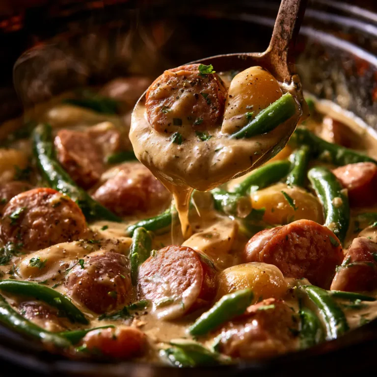 Easy Crockpot Kielbasa Potatoes and Green Beans | Dinner Ideas for Family