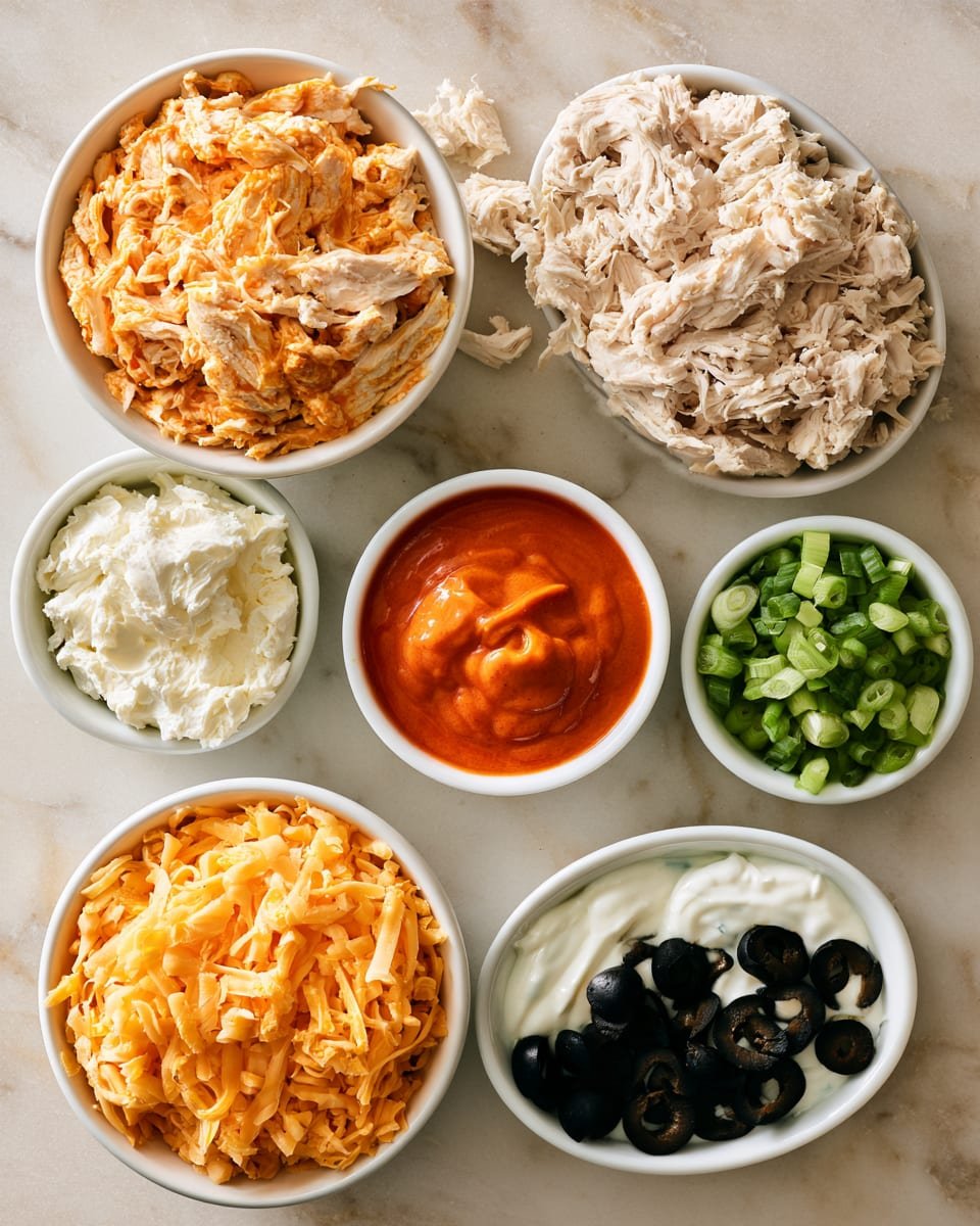 Ingredients for Easy Halloween Buffalo Chicken Dip | Spooky Party Appetizer