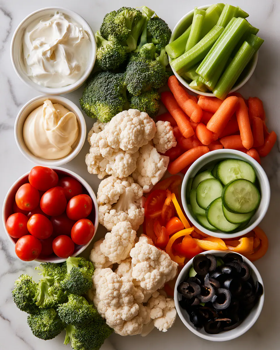 Ingredients for Easy Halloween Veggie Tray Cauldron | Spooky Party Snack