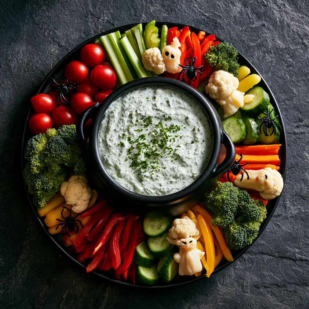 Easy Halloween Veggie Tray Cauldron | Spooky Party Snack