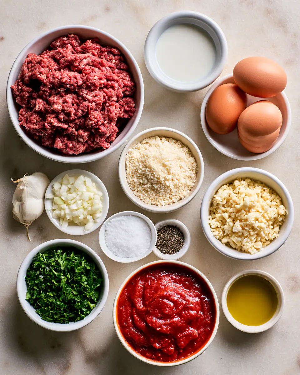 Ingredients for Easy Homemade Meatballs | Freezer Friendly Family Dinner