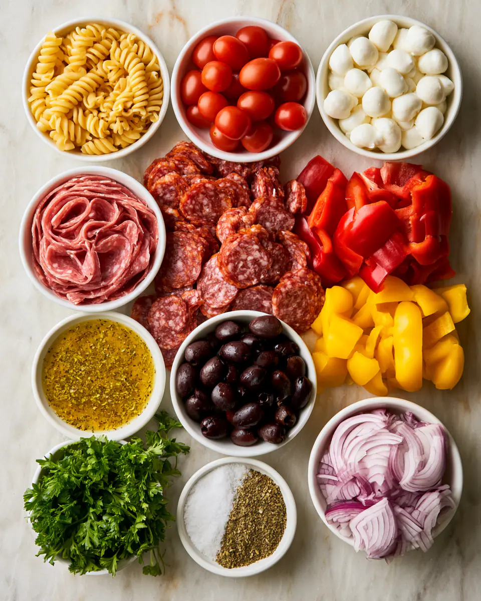 Ingredients for Easy Italian Pasta Salad | Crowd-Pleasing Side Dish