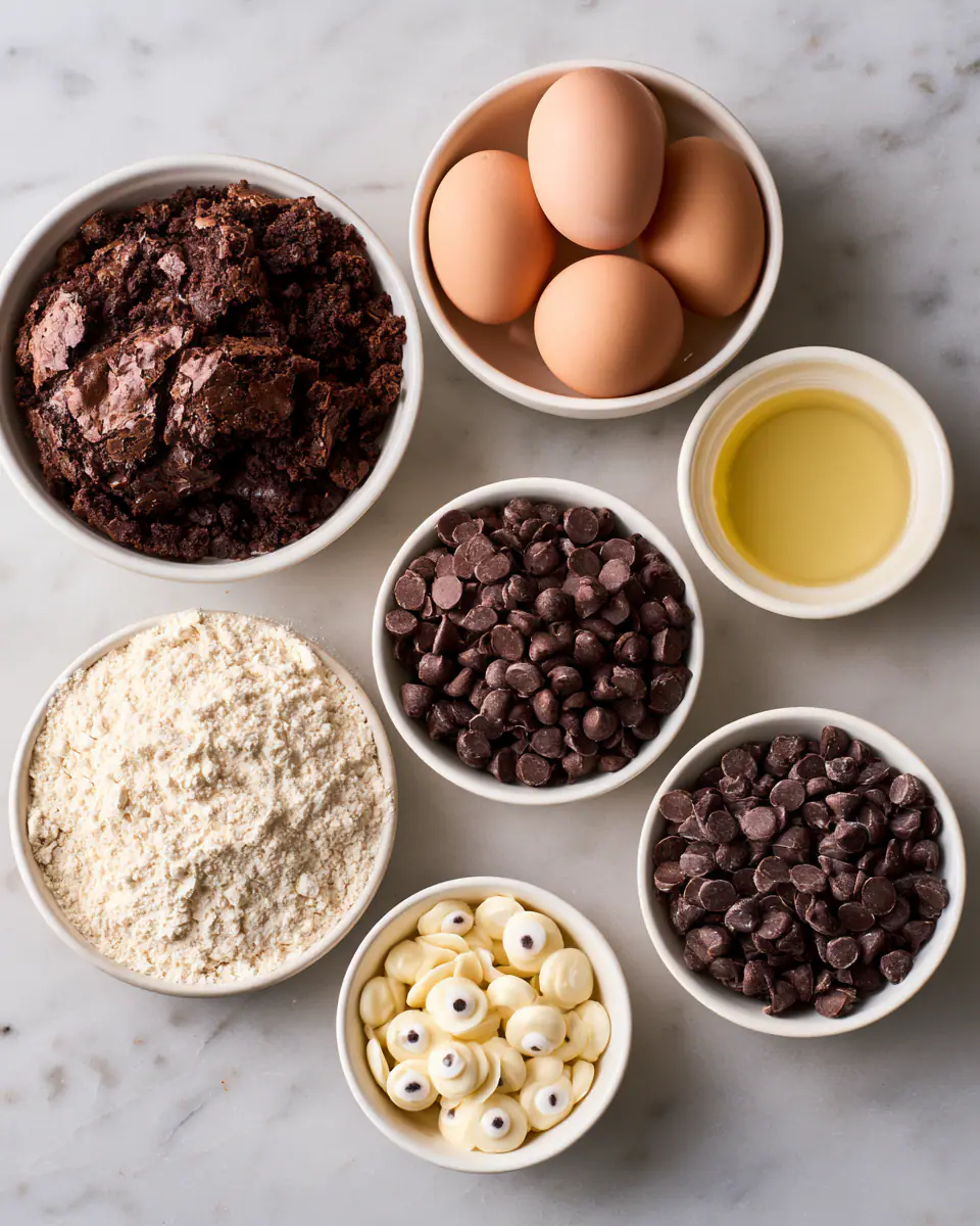 Ingredients for Easy Mummy Brownies | Halloween Party Treat