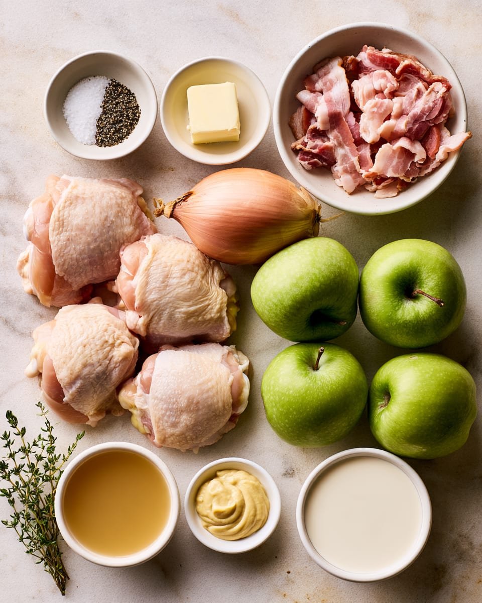Ingredients for Fall Chicken Casserole &agrave; la Normande with Apples & Cream