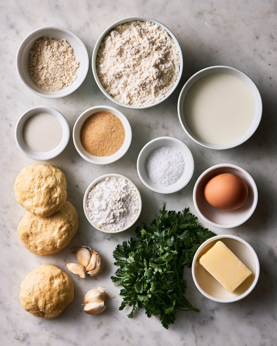Ingredients for Garlic Butter Bread Rolls for Thanksgiving Dinner Tables
